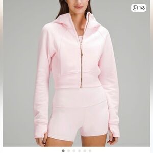 Lululemon scuba full zip cropped hoodie strawberry milkshake gold zipper